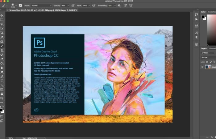 Screenshot of Adobe Photoshop a common tool used in freelance graphic design