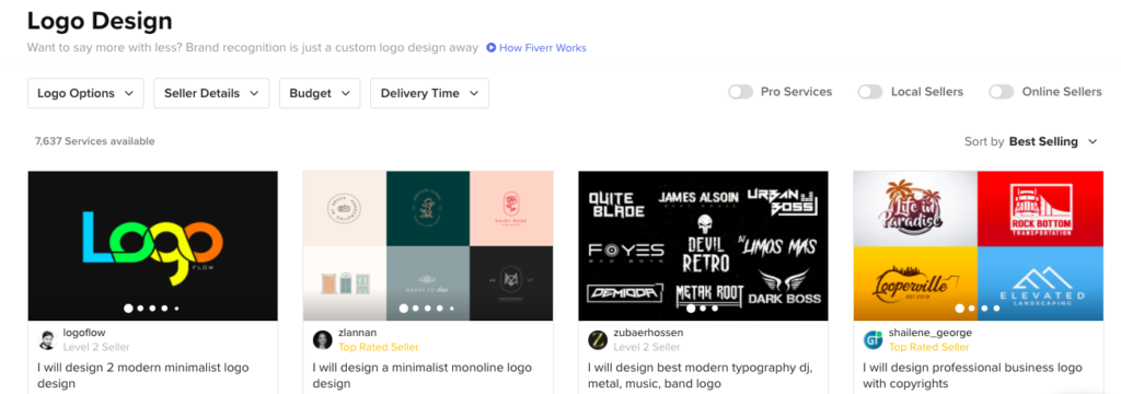 Screenshot of Logo Design Search on Fiverr